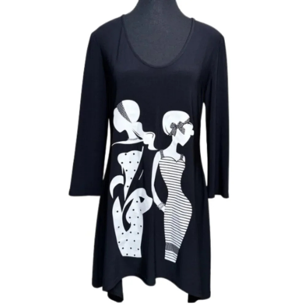 Joseph Ribkoff Womens 4 Ladies Chic Print Three Quarter Sleeve Jersey Tunic